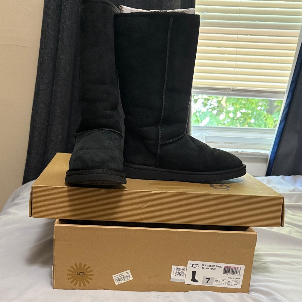 UGG Black Suede Classic  Tall Boots Size 7